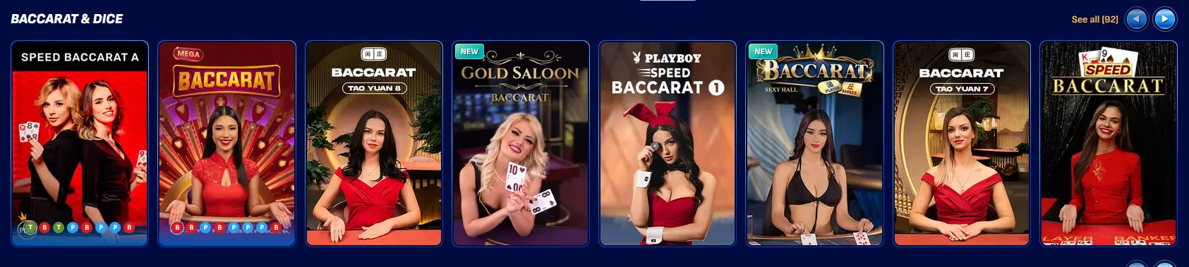 Wonaco live baccarat table with betting limits displayed