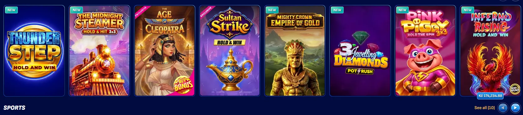 Wonaco pokies lobby showing Megaways and bonus-buy slot titles